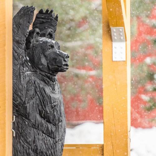 Welcome wooden bear at Sunday River